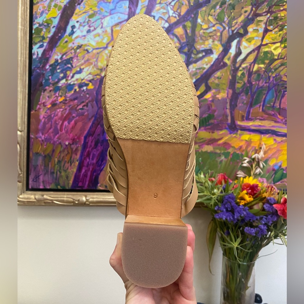 Woven Leather Heeled Slides - Picture 6 of 7